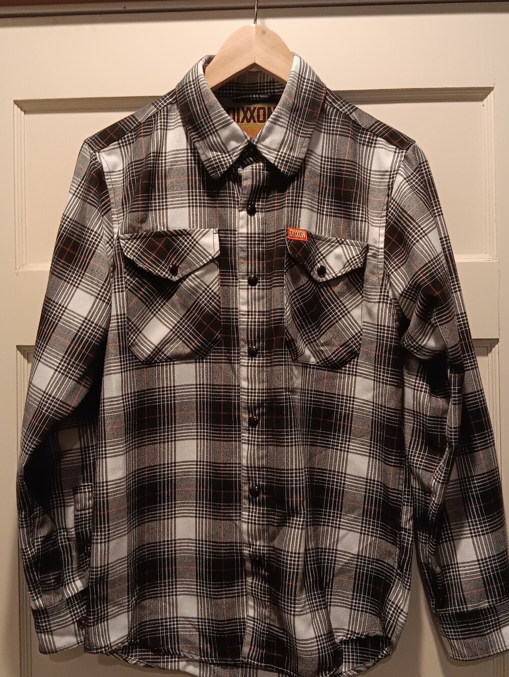 Men's Dixxon Arthur Black and White Plaid Snap-Up Shirt. Size XS.
